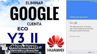 HUAWEI Y3 ii ECO Eliminar O Remover Cuenta  BYPASS [upl. by Jehovah]