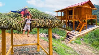 FULL VIDEO Harvesting Palm Leaves to Building a Natural Hut and a Peaceful Life with a Monkey [upl. by Belcher]