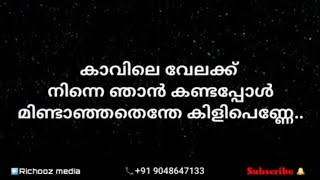 കാവിലെ വേലക്ക് നിന്നെ ഞാൻ  Kavile velakk ninne karaoke with lyrics by Richooz media  9048647133 [upl. by Lehteb58]