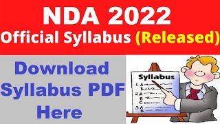 NDA 2022 Syllabus Released  Check amp Download NDA 2022 Official Syllabus PDF Here [upl. by Newel]