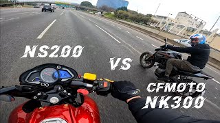 CFMoto NK300 vs NS200 Bajaj NS200 Pulsar NS200 POV 4K Gopro Hero 10 Black [upl. by Schilling515]