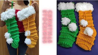 HOW TO CROCHET EASY CHRISTMAS STOCKING DIY  CROCHET CHRISTMAS STOCKING PATTERN FOR BEGINNERS [upl. by Acinok]