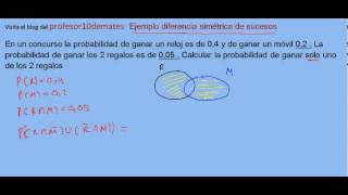 probabilidad ejercicio diferencia simétrica de sucesos [upl. by Peters]