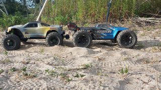 6s Traxxas MAXX 20 on 3s vs Arrma Kraton on 6sSand Dragrace [upl. by Brodench]