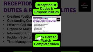 Receptionist Job Duties and Responsibilities  Front Desk Officer Duties and Responsibilities [upl. by Kwon]