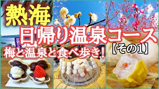 熱海旅のおすすめコース、梅と桜🌸は、今だけ！日帰り温泉も食べ歩きも楽しめる [upl. by Arhaz]