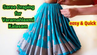 Quick and easy Varamahalakshmi saree draping decoration  Varamahalakshmi Saree Draping [upl. by Dodd]