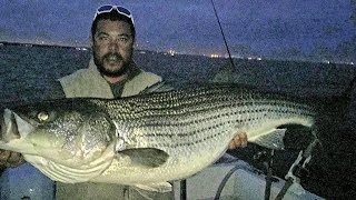 Striped bass chunking April 16th 2015 Raritan Bay [upl. by Torr775]