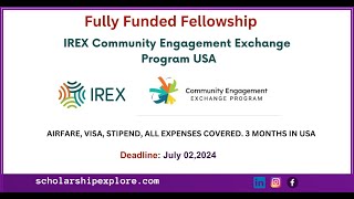 IREX Community Engagement Exchange Program USA 2025Fully FundedCommunity Engagement Exchange [upl. by Tenej495]