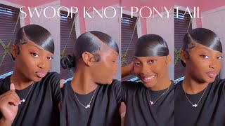 Swoop Knot Ponytail On Thick Natural Hair 💕 [upl. by Lynn880]