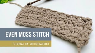 How to crochet  Even moss stitch [upl. by Ainitsirhc]