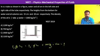 In a utube as shown in a figure water and oil are in the left side and right side of the tube [upl. by Kaila]