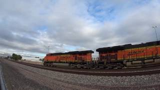 BNSF ES44AC and ET44C4 leads a short Piggyback Intermodal [upl. by Gargan]