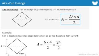 Aire dun losange  Cours de maths [upl. by Laurita]