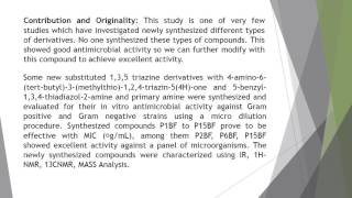 Synthesis and Study of 124 Triazine and Thiadiazoles Based Derivatives of S Triazine as Antimicrob [upl. by Cook]