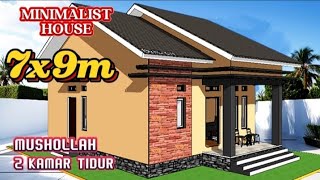 Denah rumah minimalis ukuran 7x9m ada MUSHOLLAH [upl. by Kaine]