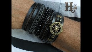 Tutorial 1 Pulseiras Masculinas Em Couro [upl. by Nosydam]