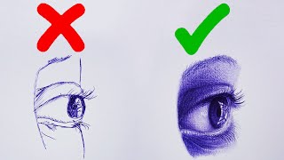 How To Draw Realistic EYE With Pen Draw Like A PROStep By Step2021 Ebuka Pen [upl. by Llednohs210]