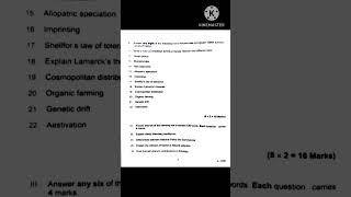 S6 Ecology Ethology Evolution amp Zoogeography Previous Year Question Paper Kerala University [upl. by Elkcim766]