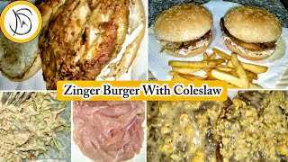 Zinger Burger With Coleslaw Recipe By Kitchen With SNB [upl. by Resneps]