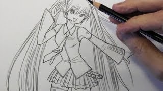 How to Draw Hatsune Miku Pt 1 Line Placement [upl. by Blader]