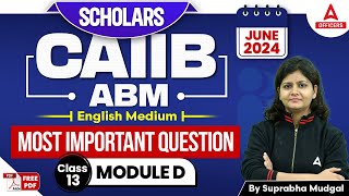 CAIIB June 2024  ABM Module D Most Important Questions  English Medium  Class 13 [upl. by Neellok350]