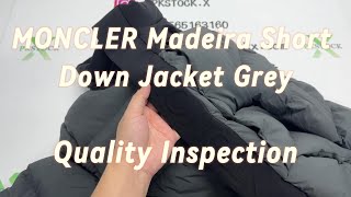 MONCLER Madeira Short Down Jacket Grey Quality Inspection From PkStockX jacket moncler pkstockx [upl. by Aihsein644]