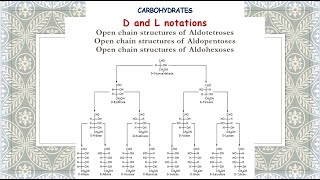 D and L notations  Open chain structures of Aldotetroses Aldopentoses Aldohexoses Carbohyrdates [upl. by Letnohs542]