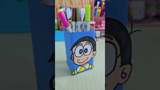 Doraemon Pen Holder Craft idea For School kidscraft viralshort youtubeshorts shortsfeed [upl. by Mayfield545]