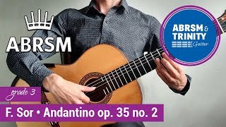 Andantino op 35 no 2 ★ Fernando Sor 🎵 Grade 3  ABRSM [upl. by Eelir]