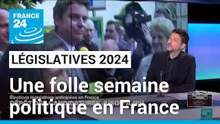 Législatives 2024  une folle semaine politique en France • FRANCE 24 [upl. by Alimhaj]