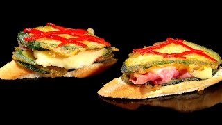 Pintxo de calabacin con jamón y queso Recetas de pintxos [upl. by Naujek]