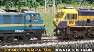 Locomotive Wag7 Rescue For BCNA Goods Train  Train Simulator  Indian Train  Rail Road Games [upl. by Ydarg80]