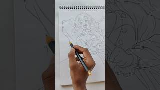 Outline Tutorial of Mitsuri Drawing From Demon slayer ✨ shorts demonslayer [upl. by Chee]