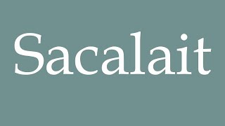 How to Pronounce Sacalait Correctly in French [upl. by Ineslta]