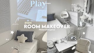 Aesthetic Room Makeover 2024☁️ ★彡 Pinterest inspired Temu unboxing Ikea things cleaning  tour [upl. by Nij]