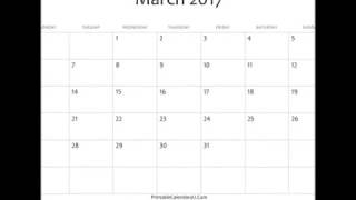 Free March 2017 Calendar Printable with US Holidays and moonphases [upl. by Akilam803]