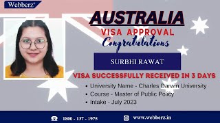 Surbhi Rawat  Visa Australia  Interview  wwwwebberzin [upl. by Ardnaskela482]