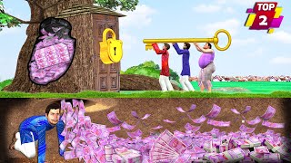 Magical Gold Key Tree Underground Money Magical Tree Hindi Stories Hindi Kahaniya Funny Comedy Video [upl. by Nertie]