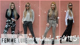 FEMME LUXE PANTS TRY ON HAUL HOW DO THEY FIT 4 OUTFITS STYLED LUXEGAL [upl. by Faulkner]