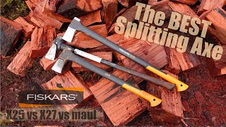 The BEST Wood Splitting AXE  FISKARS X25 VS X27 VS Maul [upl. by Hildebrandt]