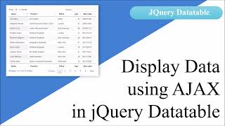 Load Dynamic Data into Datatable with ajax  JQuery Datatable [upl. by Lounge]