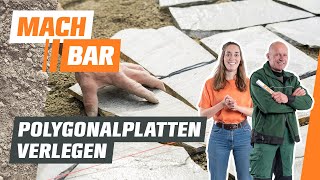 Polygonalplatten verlegen beim Terrassenbau  OBI [upl. by Ajnin]