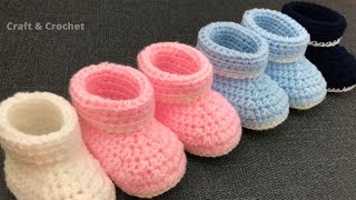 Easy crochet baby bootiescrochet baby shoescraft amp crochet boots 2301 [upl. by Einberger]