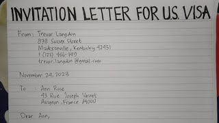 How To Write An Invitation Letter for US Visa Step by Step  Writing Practices [upl. by Ahsed]