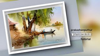 watercolor demo by prakashanputhur  how to paint a beautiful landscape in water color [upl. by Irap]