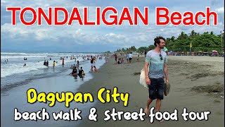 BONUAN TONDALIGAN BEACH  Walk Tour amp Street Foods  Most Popular Public Beach of Dagupan City [upl. by Animsaj]