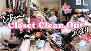 EXTREME CLOSET CLEAN OUT  DECLUTTERING AND ORGANIZING  CLEANING MOTIVATION 2024 [upl. by Gaul]