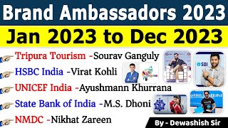 Brand Ambassador 2023  Jan To Dec 2023  Brand Ambassador Current Affairs 2023  By Dewashish Sir [upl. by Bueschel]