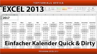 Einfachen Kalender erstellen Quick amp Dirty Excel [upl. by Leroi]